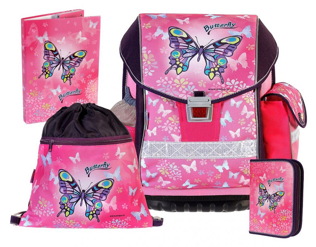 Školní aktovkový set ERGO ONE EMIPO Butterfly 4-dílný