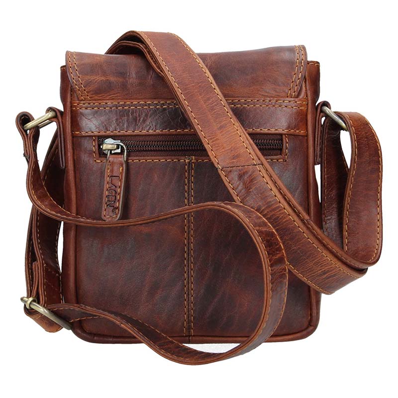 Pánská kožená taška přes rameno LAGEN 7074 Hnědá