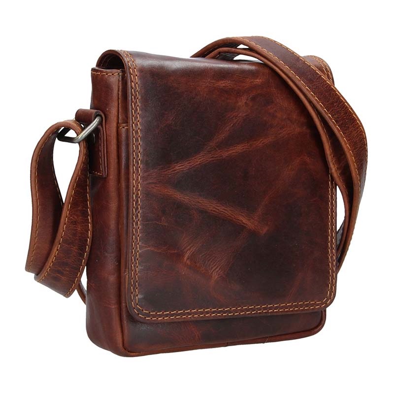 Pánská kožená taška přes rameno LAGEN 7074 Hnědá