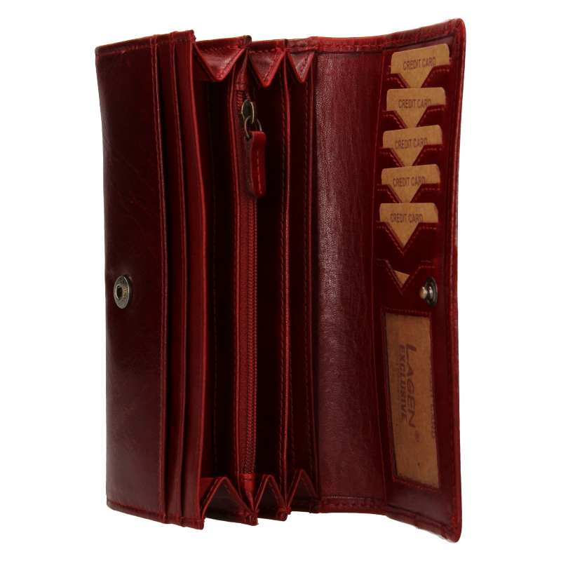 Dámská kožená peněženka LAGEN W 2025 T Vínová