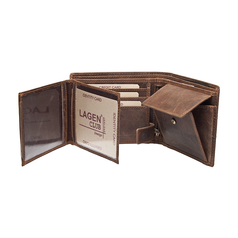 Pánská kožená peněženka LAGEN V 76 P Hnědá
